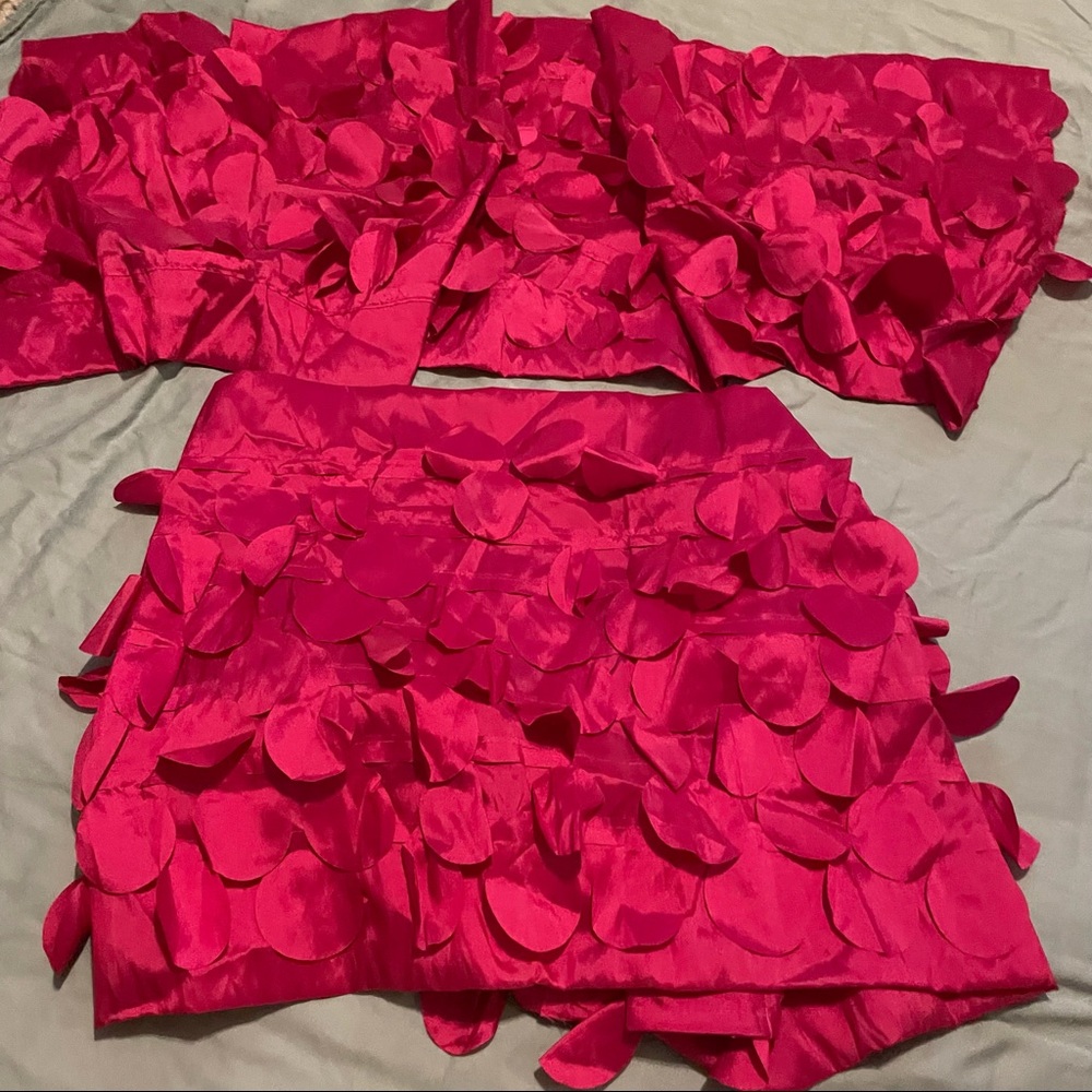 Pink pair of curtain toppers